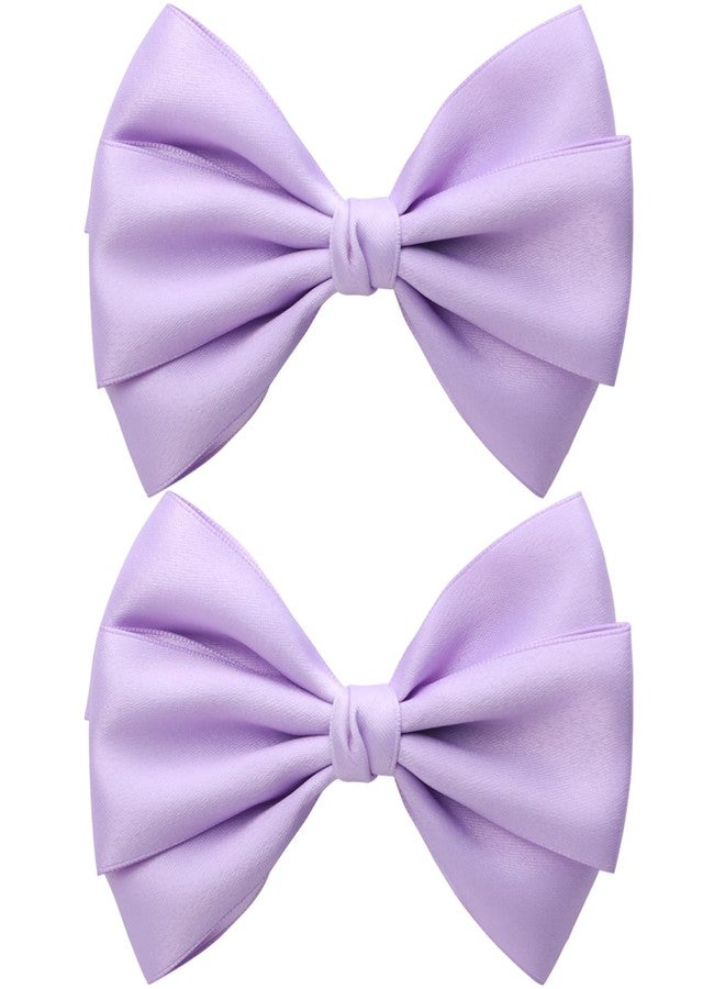 Zolyco Large Big 6 Inch Hair Bows Thick Ribbon Boutique Alligator Clips Hair Accessories for Women Girls Toddlers Kids Teens 2 Pcs(Light Purple) - Image 1